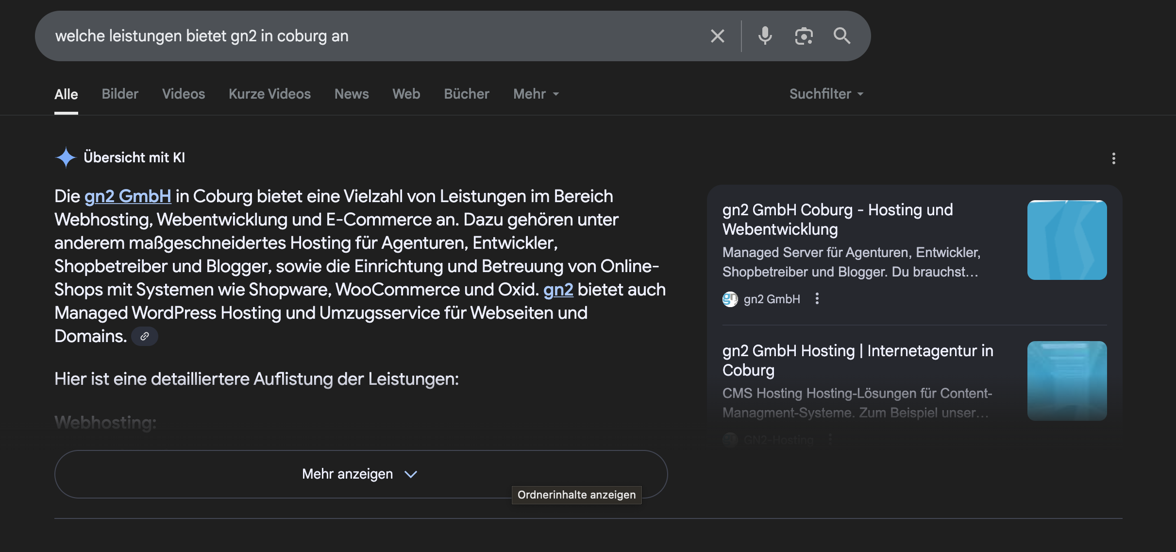 Beispiel für Ki Antwort in Google (AI Overviews)