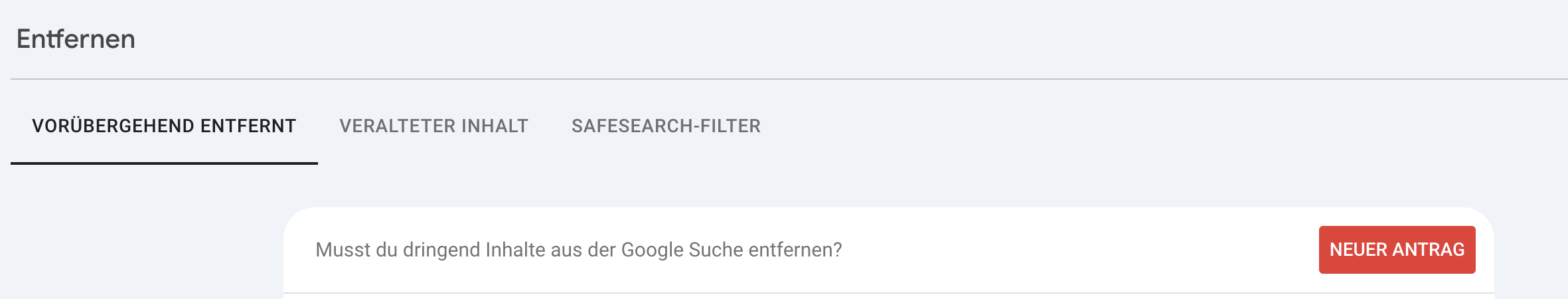google search konsole inhalte entfernen