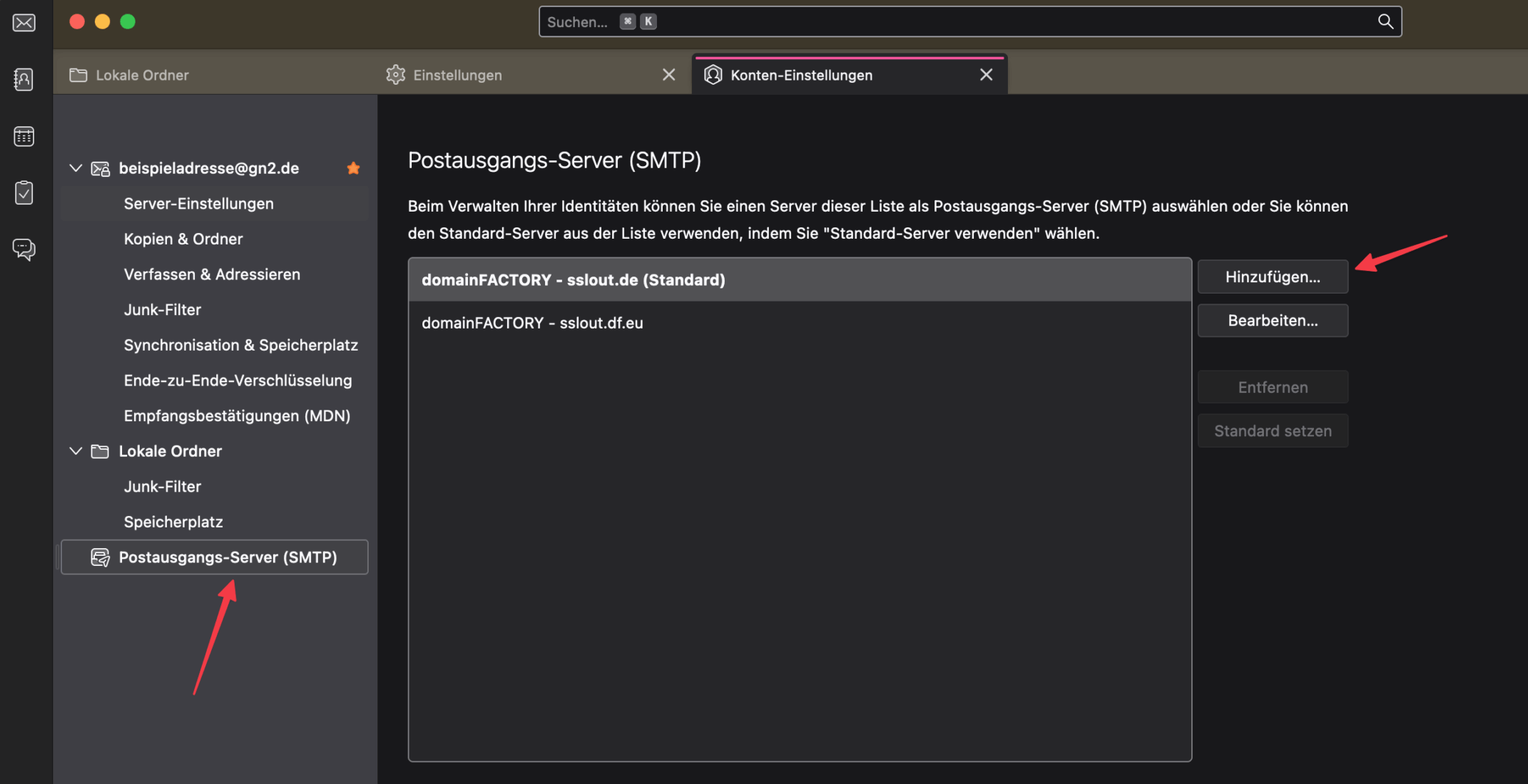 Thunderbird Serverdaten anpassen Schritt 3
