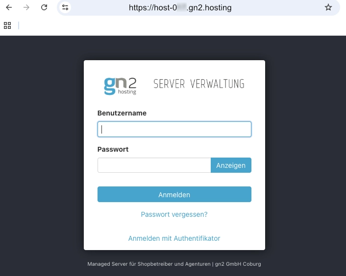 Login Server Verwaltung RZ Erfurt - Kunden-Login Hosting